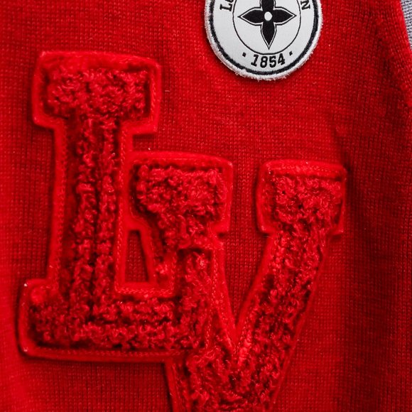 Louis Vuitton Vintage Red Wool Varsity Crewneck Sweater - Picture 5 of 10